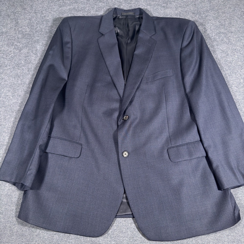 Ralph Lauren Mens Wool Blazer 48R Blue Black Two-Button Jacket Houndstooth